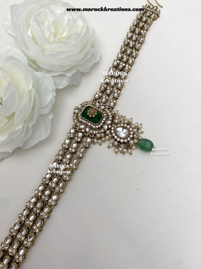 Yusrah Premium Quality Antique gold Kundan Statement Bridal set