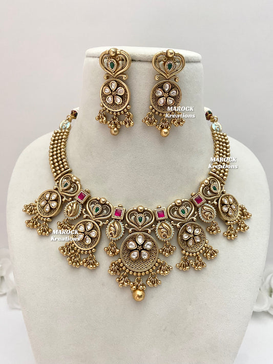 Rafia Premium Quality Gold plated Kundan exclusive Necklace set