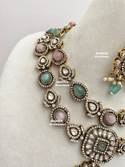 Hanali Victorian Kundan Statement Necklace set