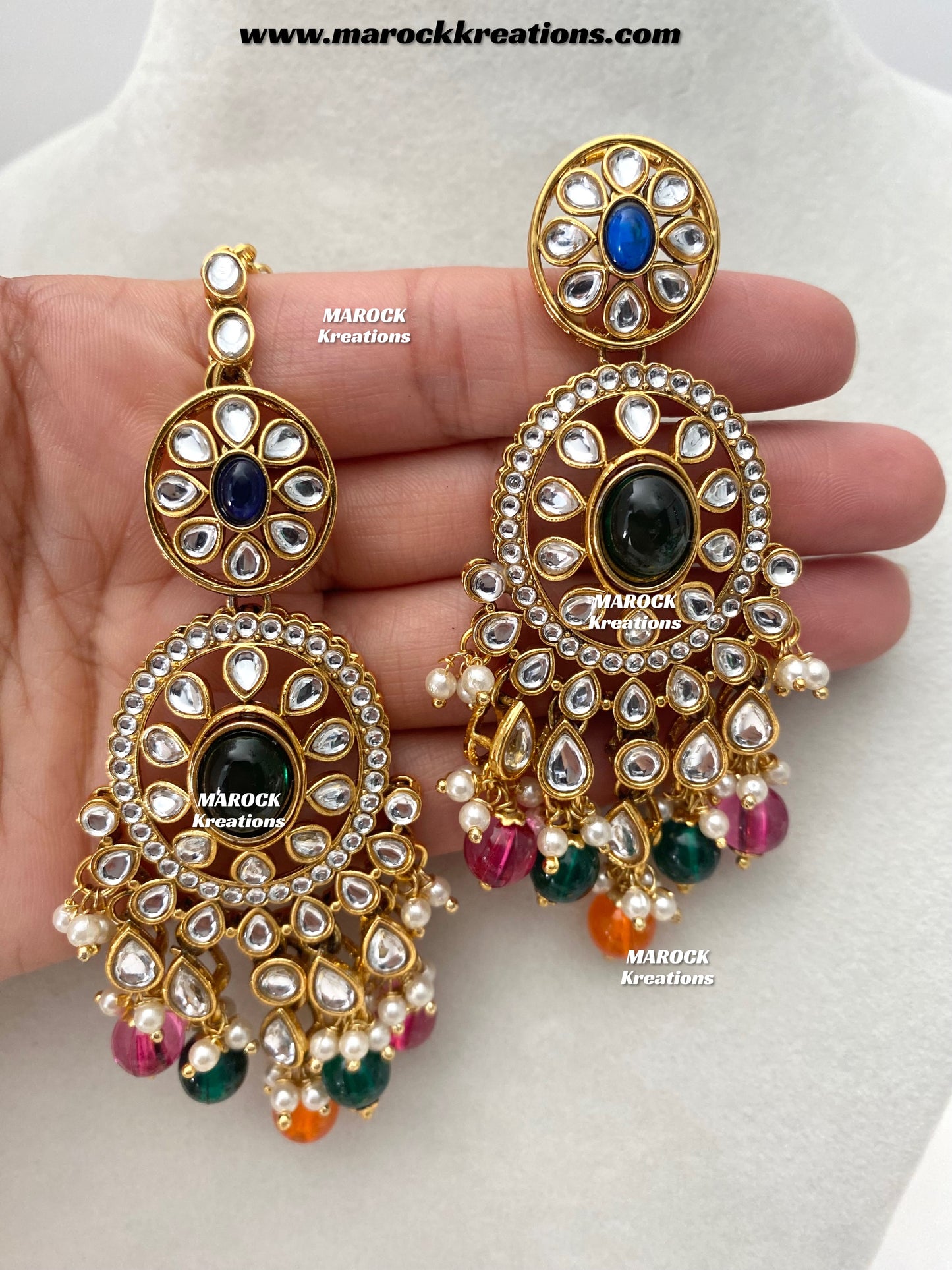 Iqra Premium Quality Kundan Meenakari Statement Necklace set