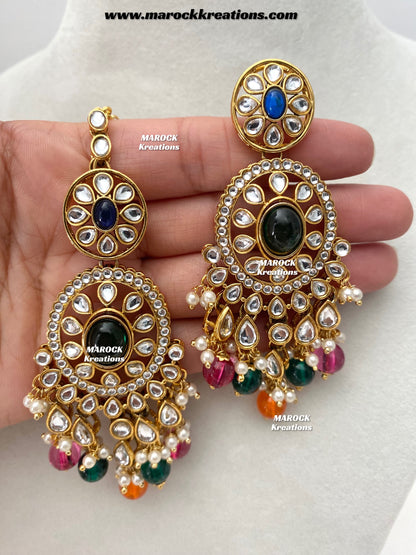 Iqra Premium Quality Kundan Meenakari Statement Necklace set