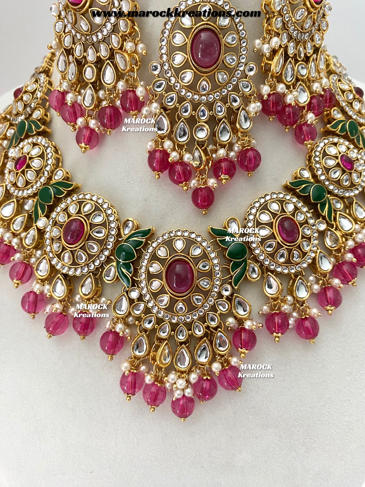 Iqra Premium Quality Kundan Meenakari Statement Necklace set