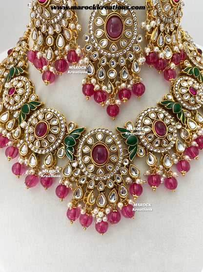 Iqra Premium Quality Kundan Meenakari Statement Necklace set