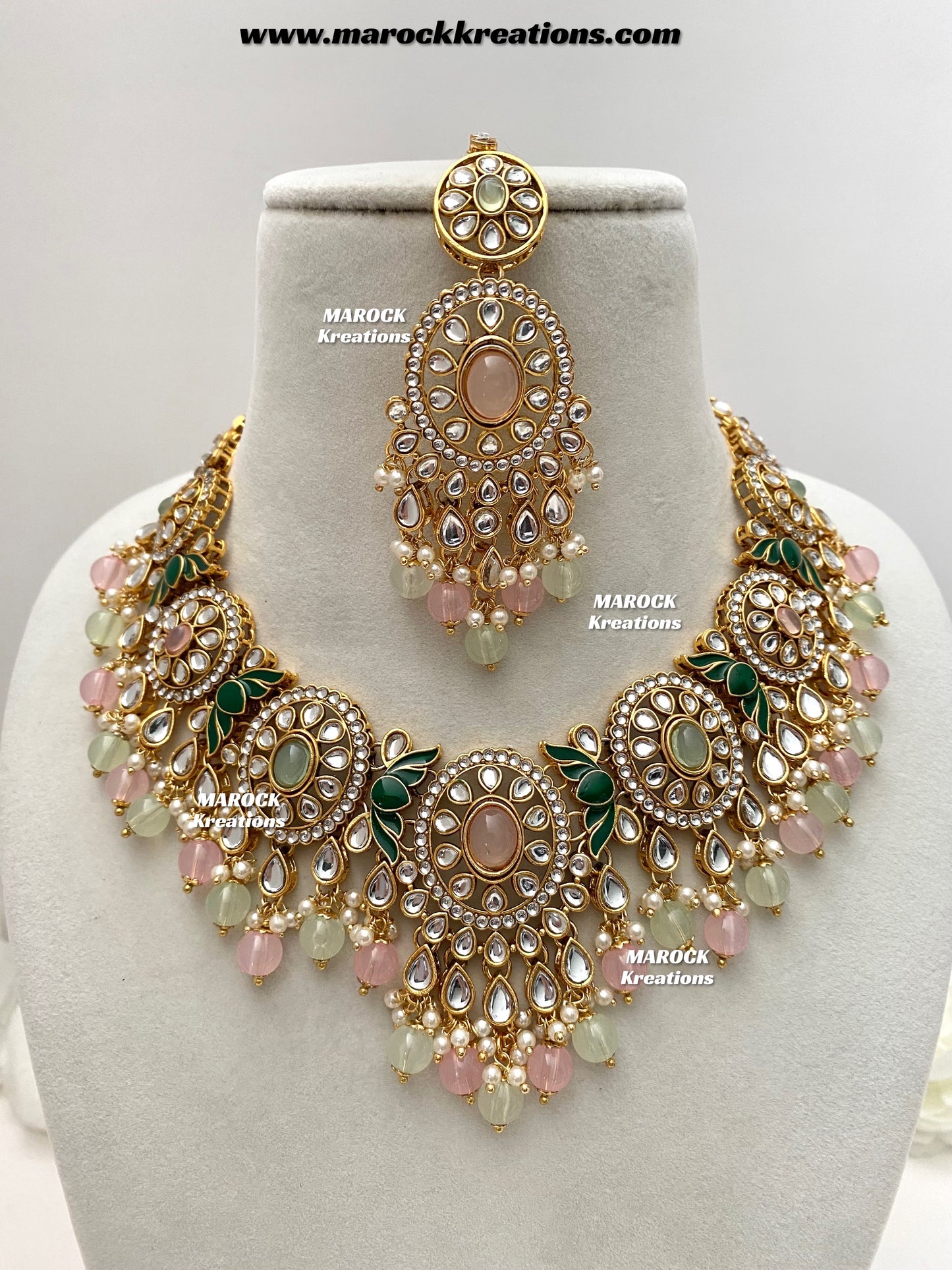 Iqra Premium Quality Kundan Meenakari Statement Necklace set