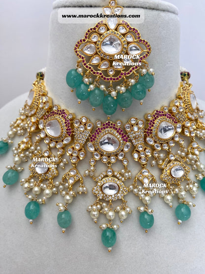 Tyani Inspired Premium Quality gold plated Kundan exclusive Necklace set