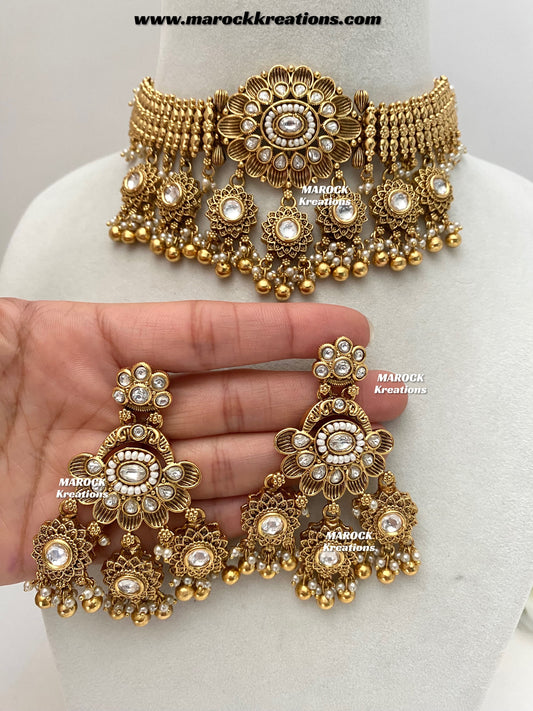 Premium Quality Gold Plated Kundan statement choker set