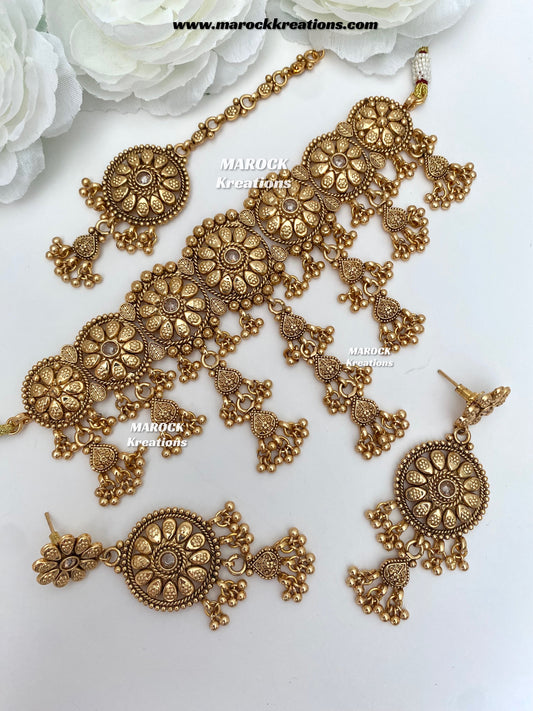 Nirmi Premium Quality Gold plated waterfall choker set