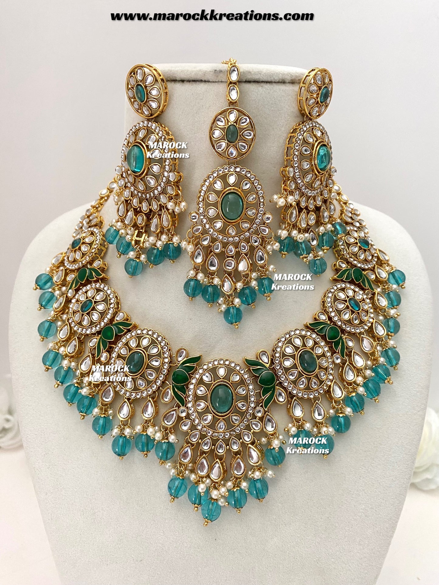Iqra Premium Quality Kundan Meenakari Statement Necklace set