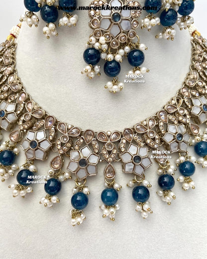 Arpan Antique Gold Polki MOP Statement Necklace set