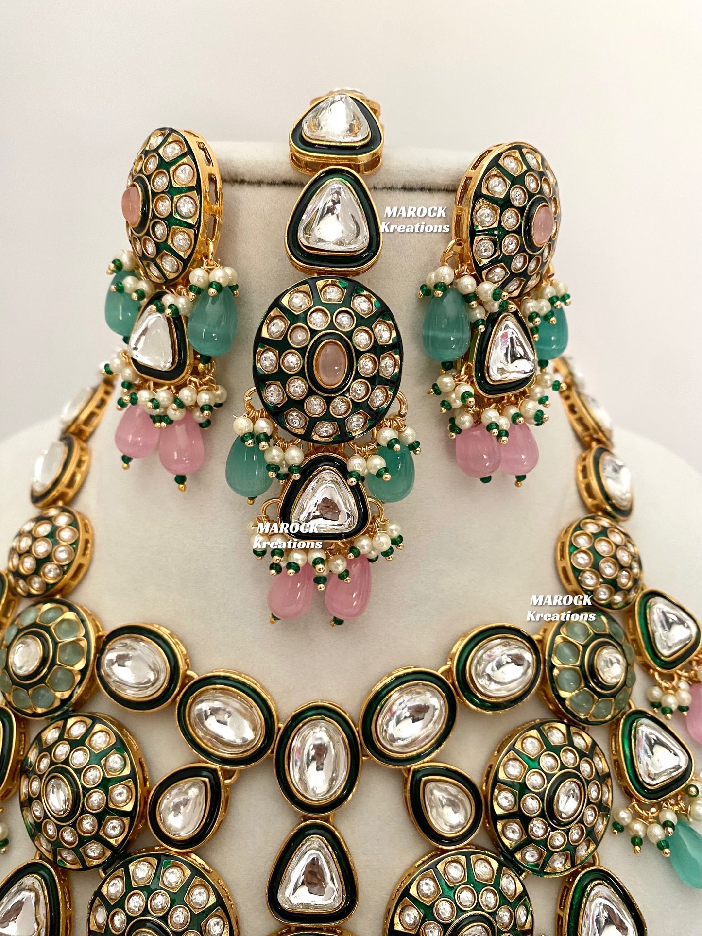 Amisha Premium Quality Kundan Meenakari Statement Necklace set