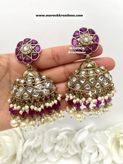 Bollywood style Kundan Statement Earrings