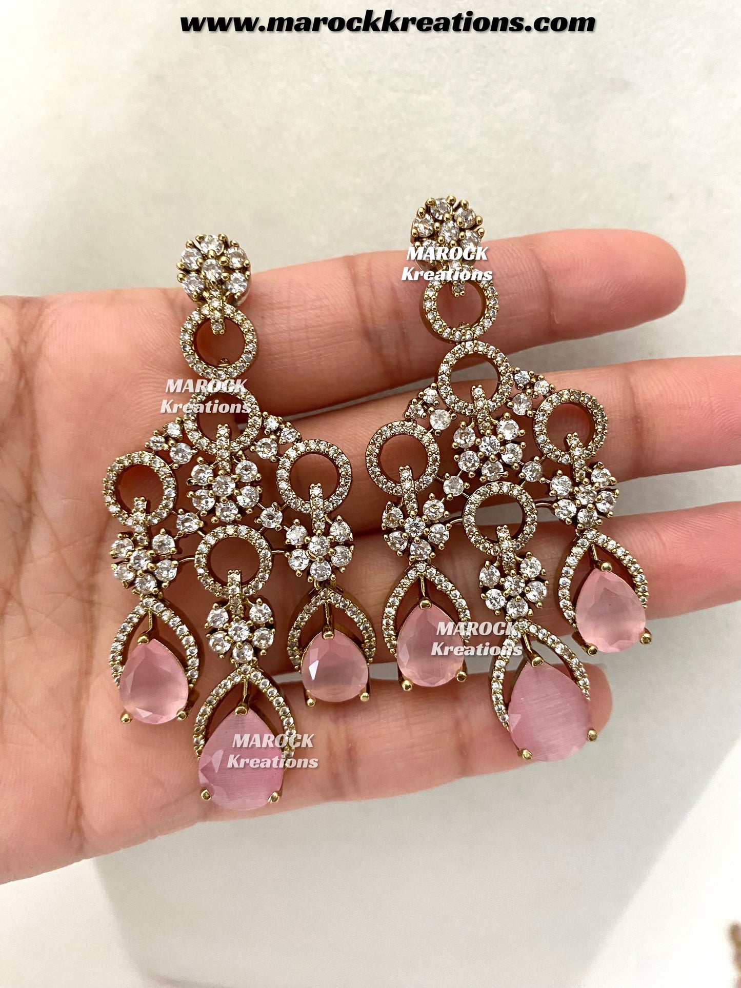 Anshika Antique Gold American Diamond Statement Necklace set