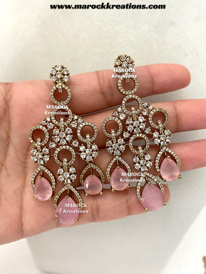 Anshika Antique Gold American Diamond Statement Necklace set