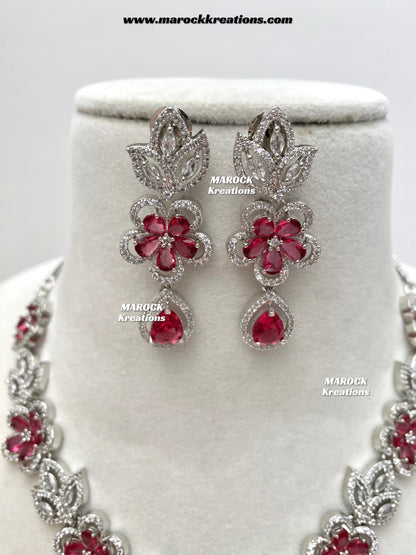 Sibani Silver American Diamond Necklace set
