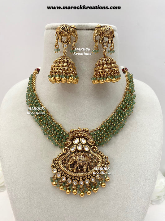 Sahana Premium Quality Gold Plated Rajwadi necklace set