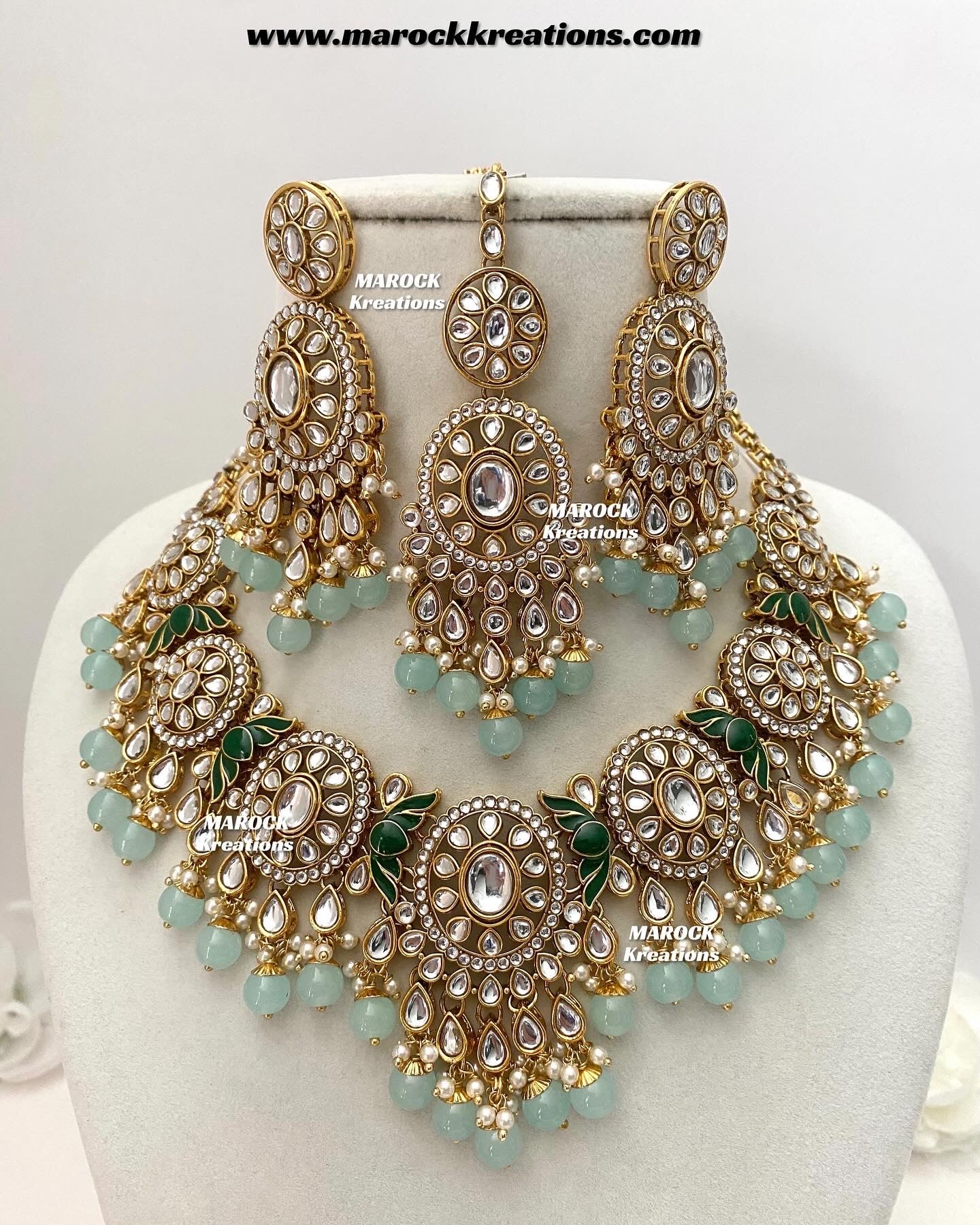 Iqra Premium Quality Kundan Meenakari Statement Necklace set
