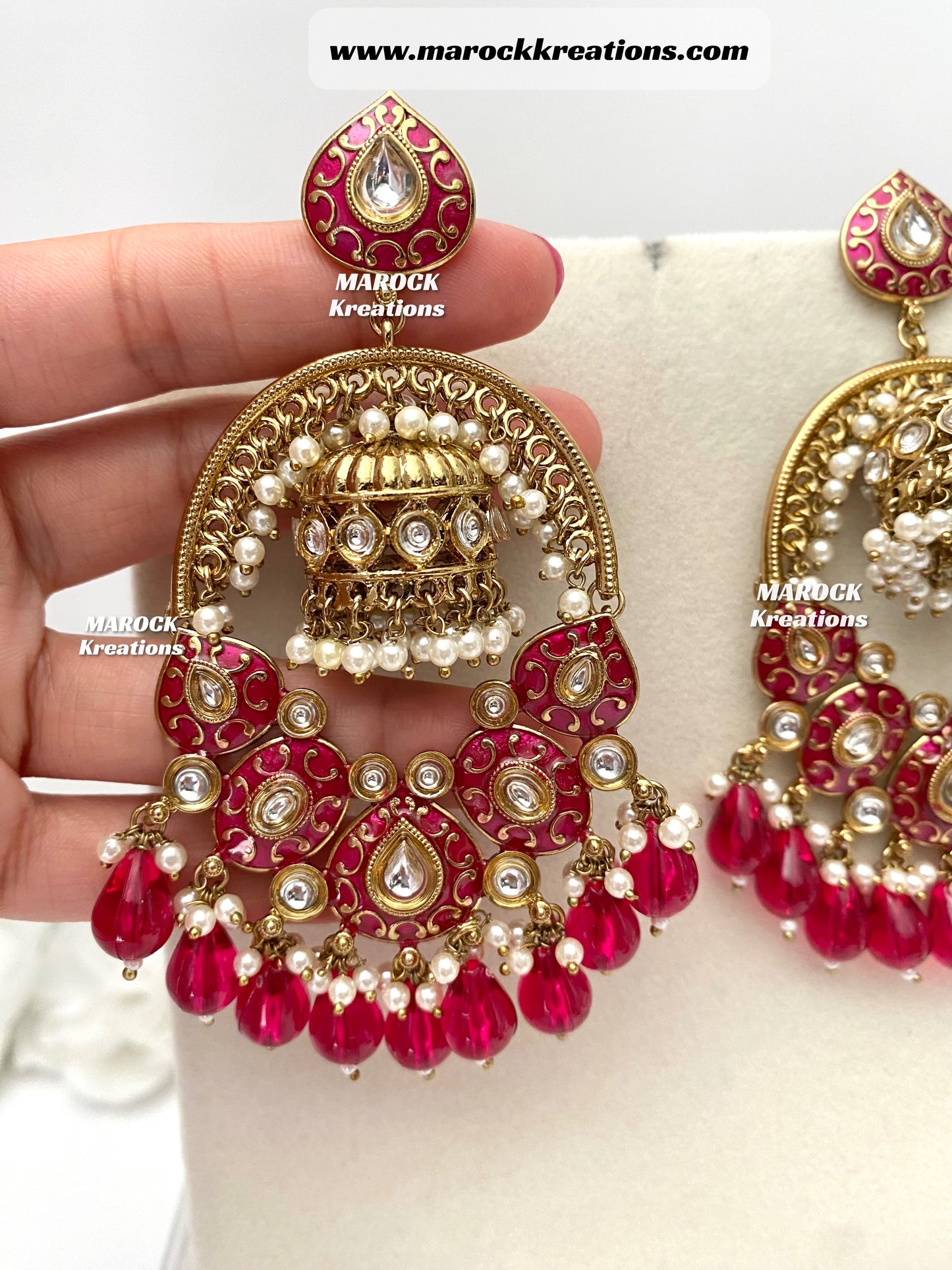 Tanya Bollywood style Kundan Meenakari Statement Earrings