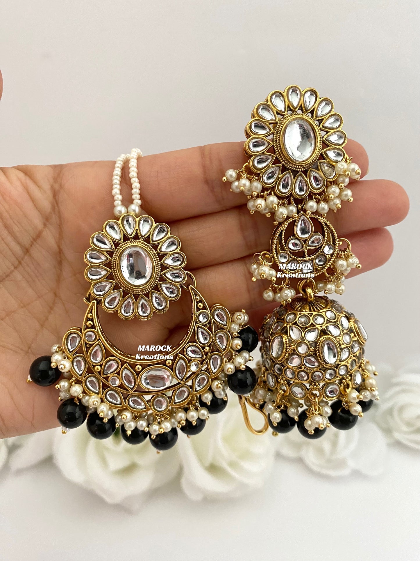 Premium Quality Kundan Jhumki Earrings and tikka sets