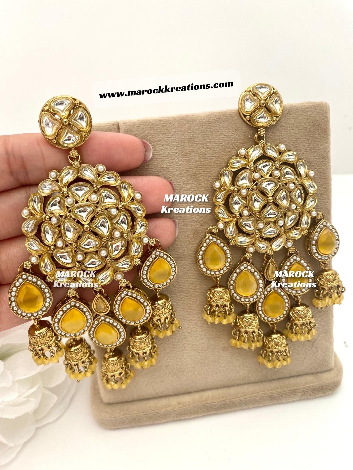 Bollywood style premium quality Kundan Statement Earrings