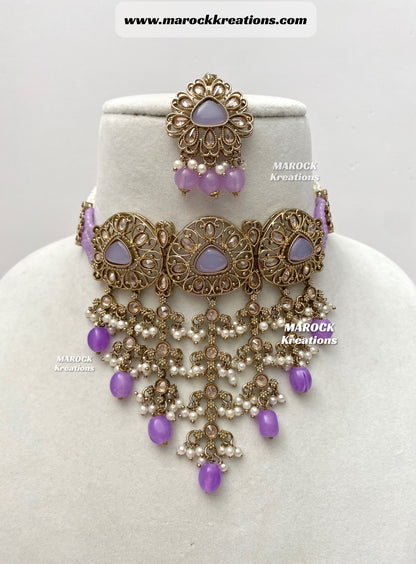 Amaira Antique Gold Polki choker set