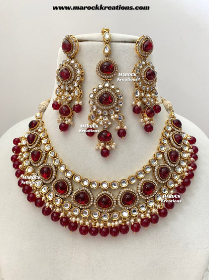 Harsha Premium Quality Kundan and Monalisa stone Statement Necklace set