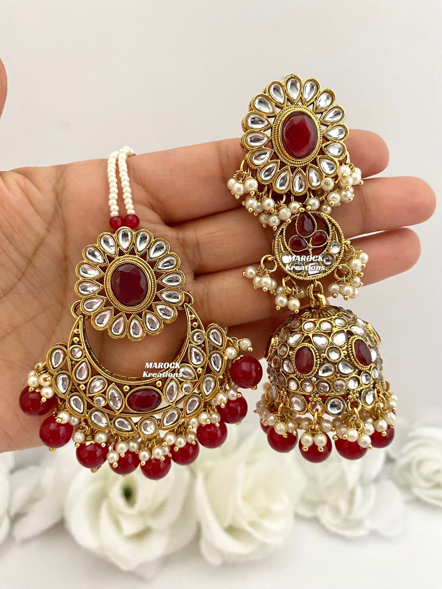 Premium Quality Kundan Jhumki Earrings and tikka sets