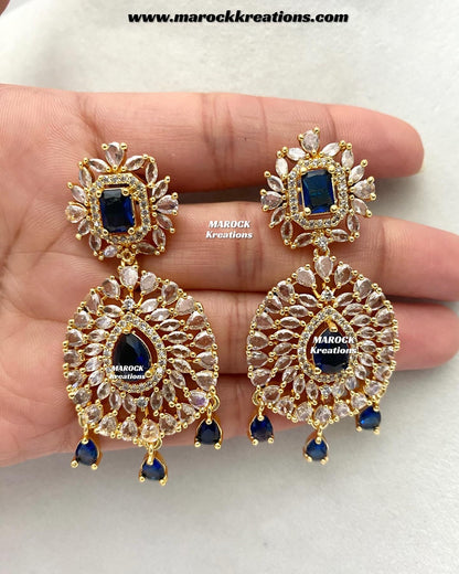 Farhat Golden American Diamond Necklace set