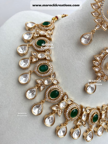 Naaz Tyani inspired Premium Quality gold plated Kundan Statement Necklace set