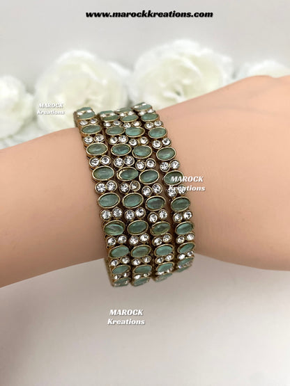 Premium Quality Monalisa stones Bangles/Kade (Set of 4)