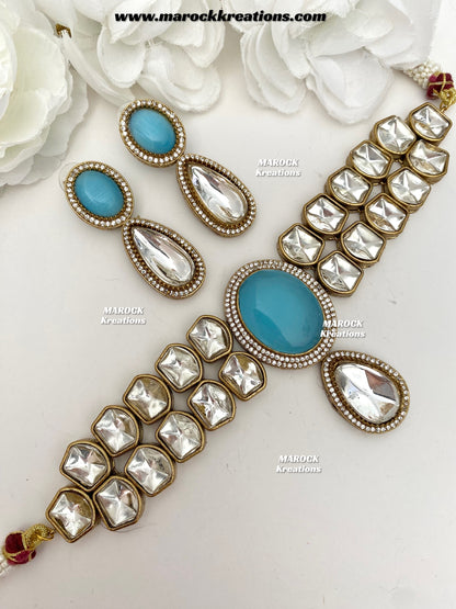 Luxna Premium Quality Kundan Statement Choker set