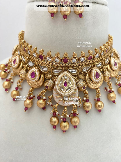 Sanya Premium Quality Gold plated Kundan Necklace set