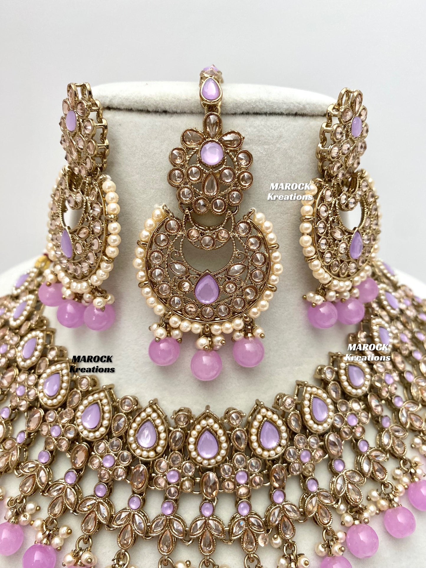 Sadhna Antique Gold Polki Necklace set