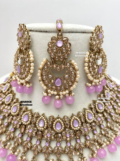 Sadhna Antique Gold Polki Necklace set