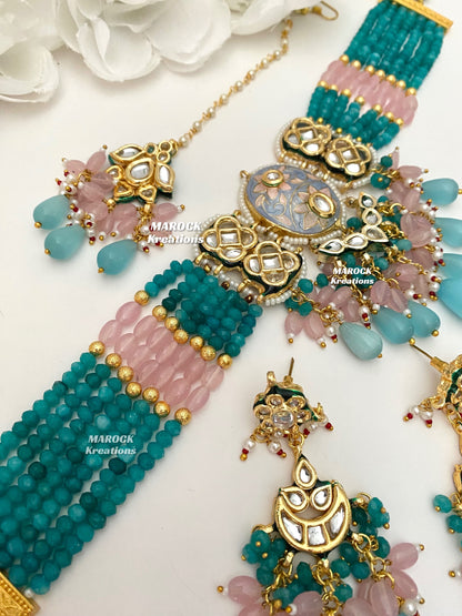 Brinda Premium Quality Kundan Meenakari Statement Choker set
