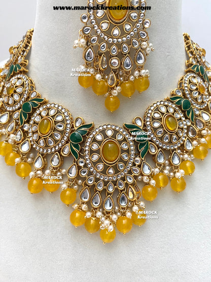 Iqra Premium Quality Kundan Meenakari Statement Necklace set