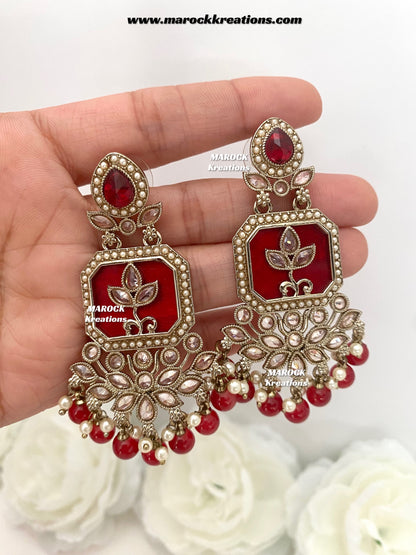 Manika Premium quality Antique gold MOP Statement Earrings