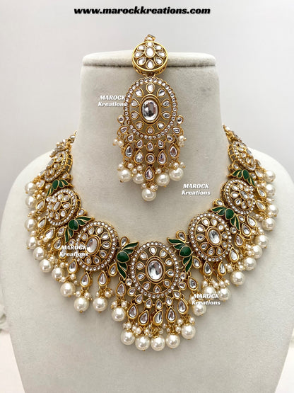 Iqra Premium Quality Kundan Meenakari Statement Necklace set