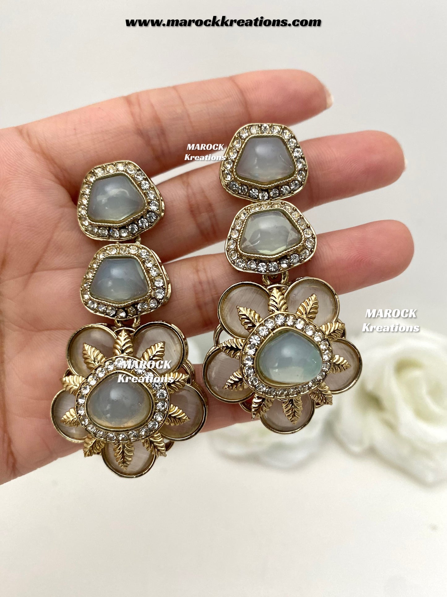 Kruti Sabyasachi inspired Mother of pearls Statement Earrings