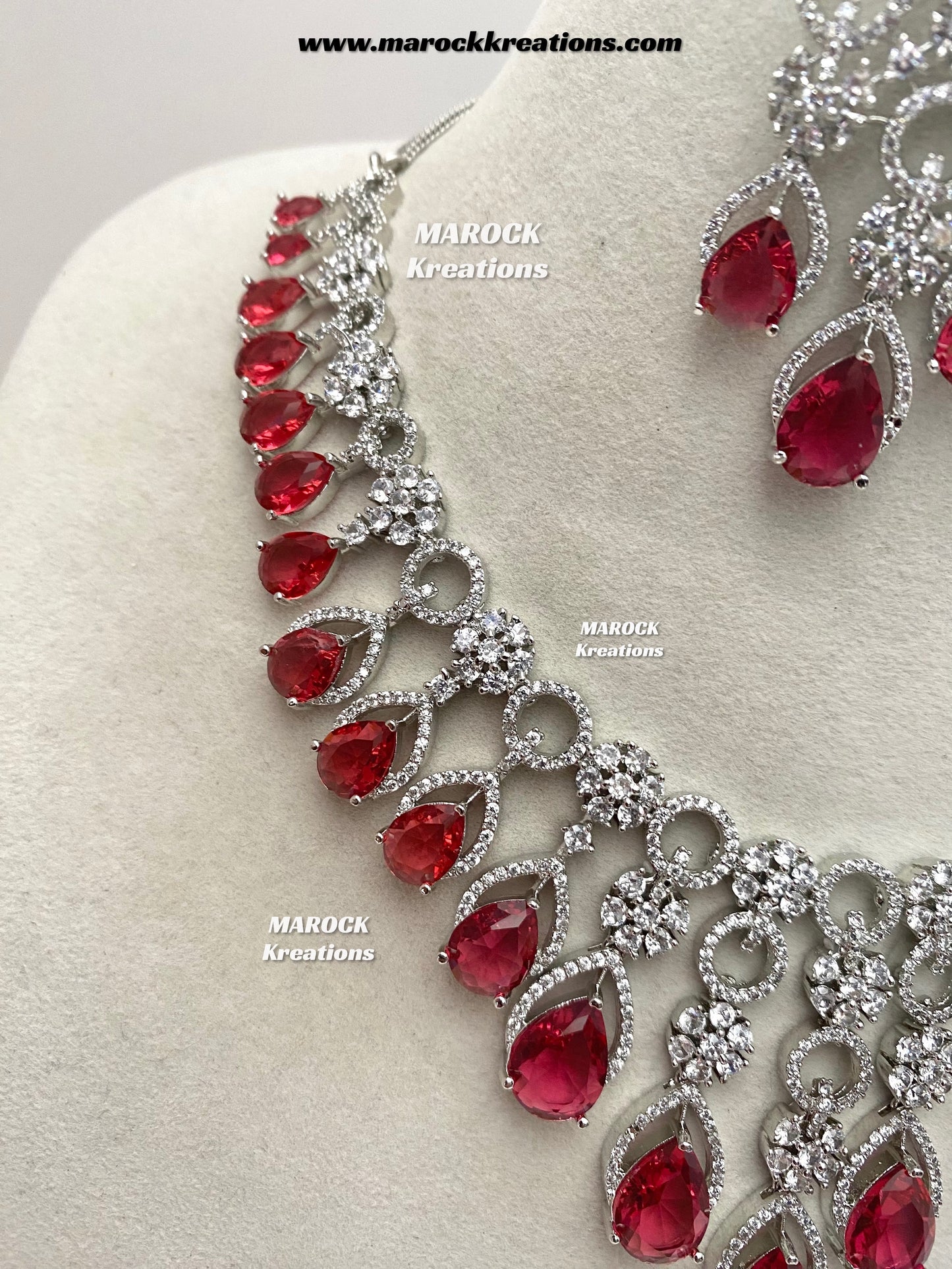 Anshika Silver American Diamond Necklace set