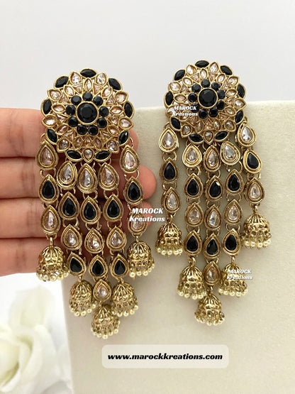 Bollywood style High Quality Antique Gold Polki Statement Earrings