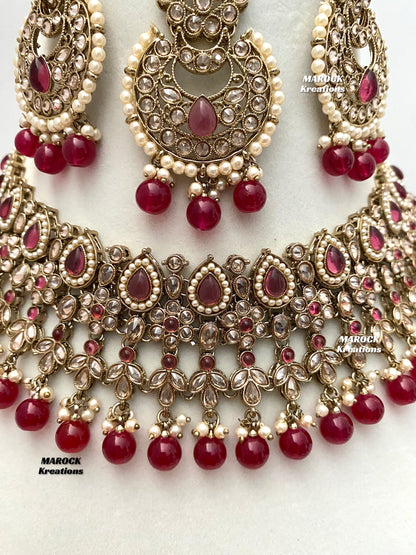 Sadhna Antique Gold Polki Necklace set