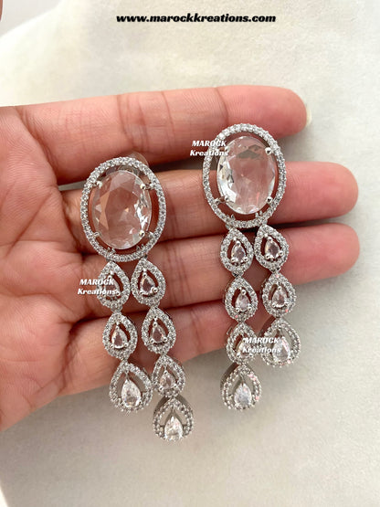 Zehra Silver American Diamond Double layer Necklace set