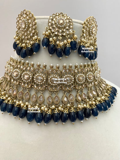 Antique Gold Polki choker sets