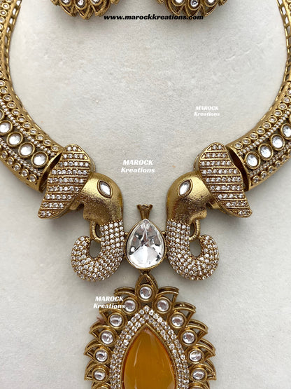 Eshita Sabyasachi inspired Premium Quality Moissanite Kundan Statement Necklace set