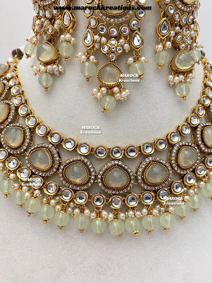 Harsha Premium Quality Kundan and Monalisa stone Statement Necklace set
