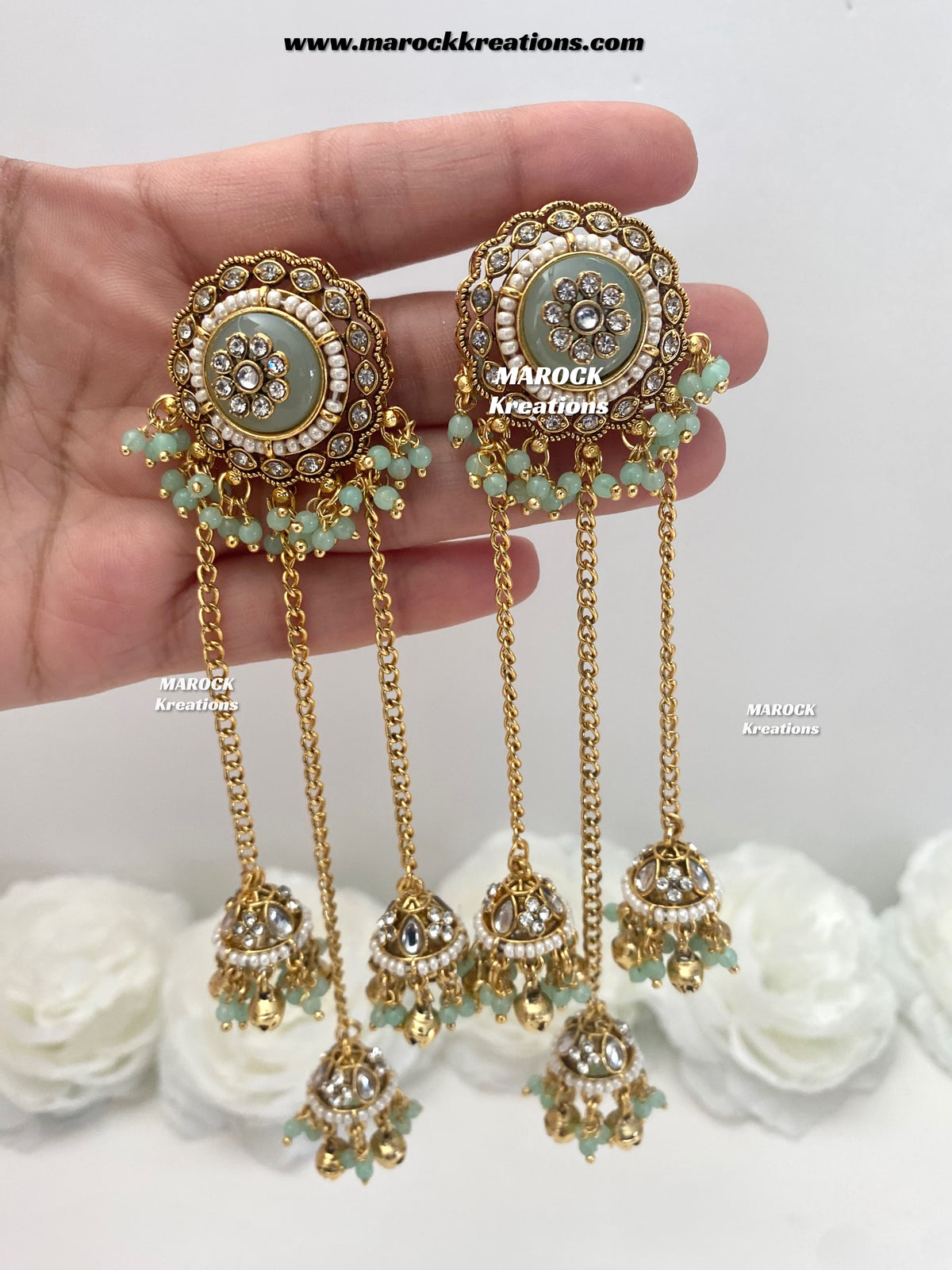 Nimrit Premium Quality Kashmiri Kundan Statement Earrings