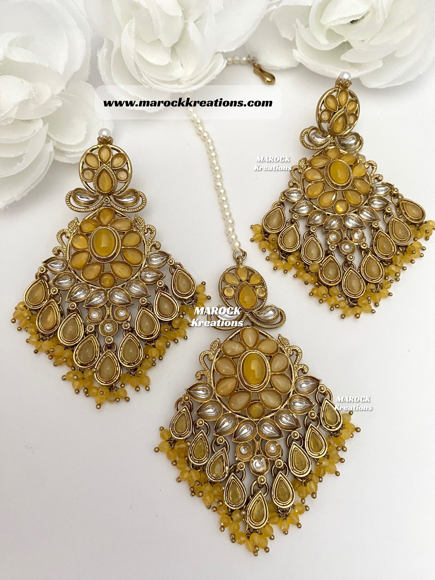 Premium Quality Kundan Earrings and tikka set