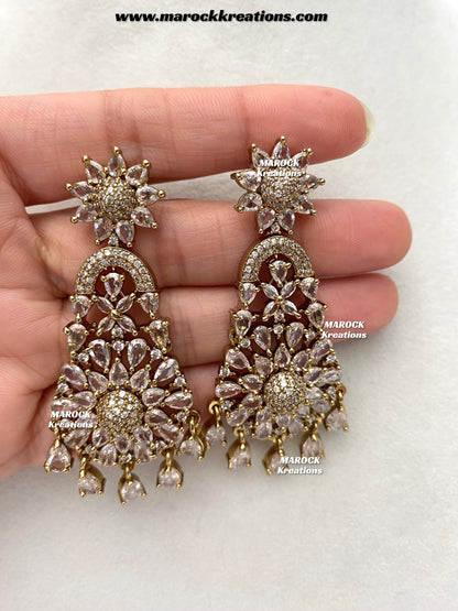 Zenab Antique Gold American Diamond Statement Necklace set