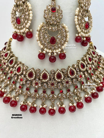 Sadhna Antique Gold Polki Necklace set