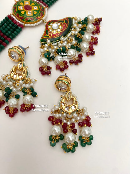 Mannat Kundan Meenakari Statement Choker set